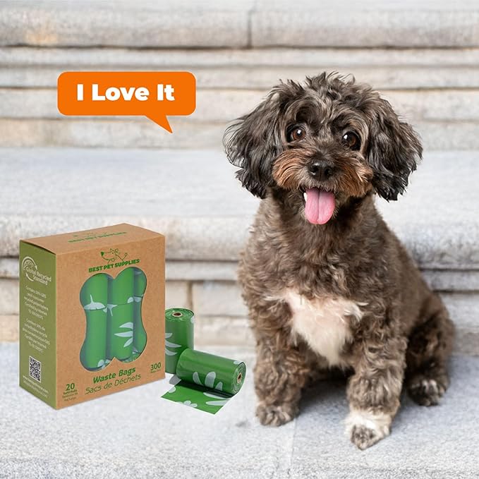 Best Pet Supplies Dog Poop Bags for Waste Refuse Cleanup, Doggy Roll Replacements for Outdoor Puppy Walking and Travel, Leak Proof and Tear Resistant, Thick Plastic - Green (Unscented), 300 Bags