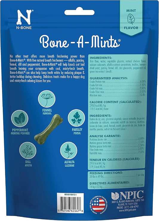 Bone-A-Mints All Natural, Wheat-Free Breath Freshening Bone, 8.58-Ounce, Medium, 6-Pack
