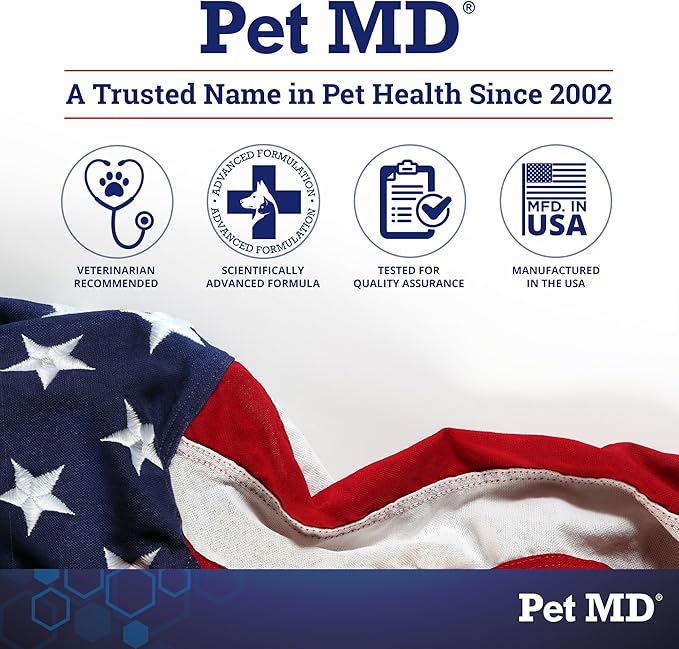 Pet MD Probiotics & Enzymes for Dogs - Gut Health Chews with Prebiotics - Digestive Aid for Dogs with Upset Stomach, Diarrhea, Constipation, or Gas - Functional Probiotics for Canines - 60 ct