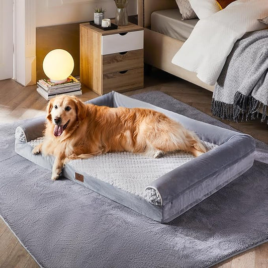 WNPETHOME 42 x 30 in Orthopedic Dog Bed for Large Dogs – XL Washable Pet Bed with Waterproof Cover, Bolstered Sides & Anti-Slip Base – Premium Plush Dog Couch for Indoor Use, Comfort & Joint Relief