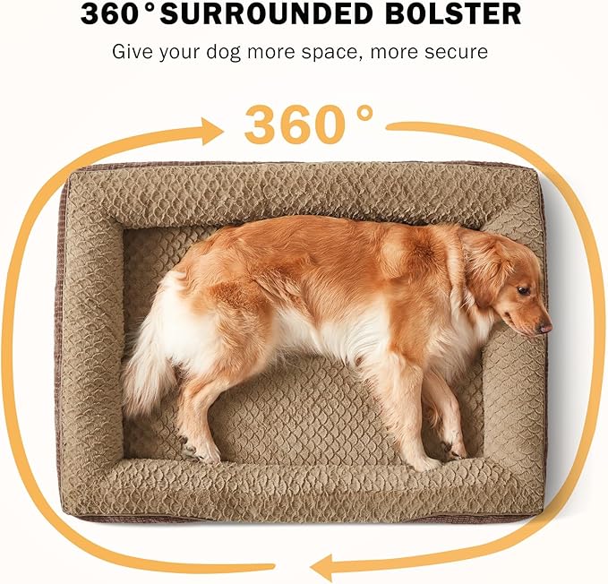 INVENHO Orthopedic Dog Beds Large Sized, XL Washable Egg-Crate Memory Foam Dog Couch with Washable Removable Cover, Waterproof Lining and Nonskid Bottom