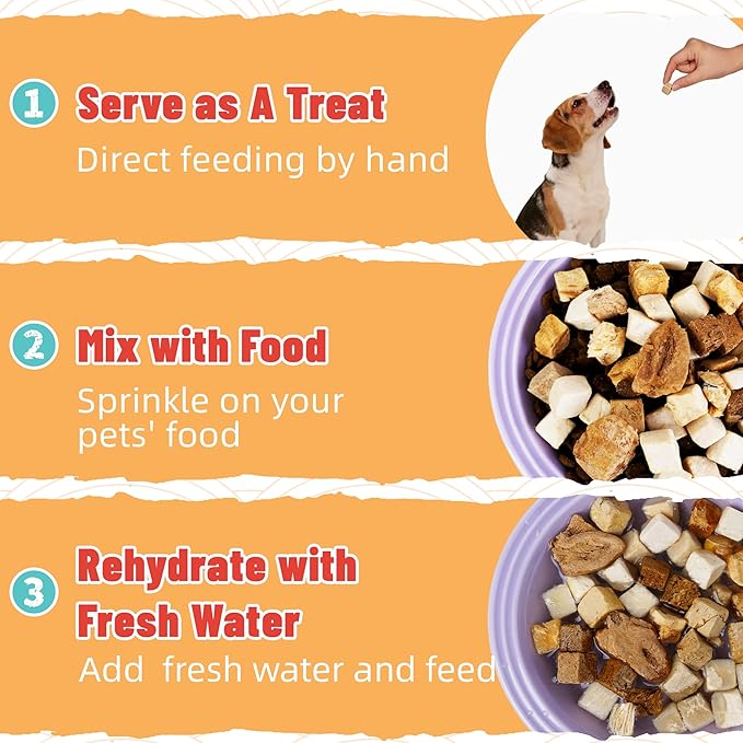 Just Try 16OZ Freeze-Dried Dog Treats Mixed Flavors for Dogs & Cats Raw Single Ingredient Chicken,Salmon, Beef Liver,Chicken Liver,Chicken Heart,Duck,Cod,High Protein Grain-Free Training Treats