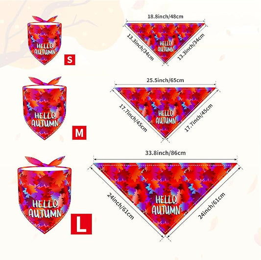 7 PCS Fall Dog Bandanas for Small Dogs 18 Inch Autumn Dog Bandanas Adjustable Stitching Edge Scarves for Puppy Cats Breed Grooming S