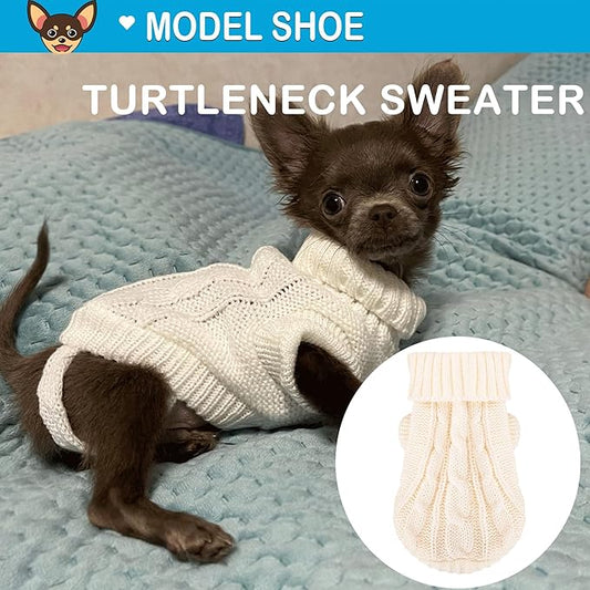 2 Pack Dog Sweaters for Small Dogs, Chihuahua Yorkie Sweater, Dog Clothes for Small Dogs, Winter Warm Pullover Clothing, Pet Cat Cold Weather Puppy Clothes Outfits M