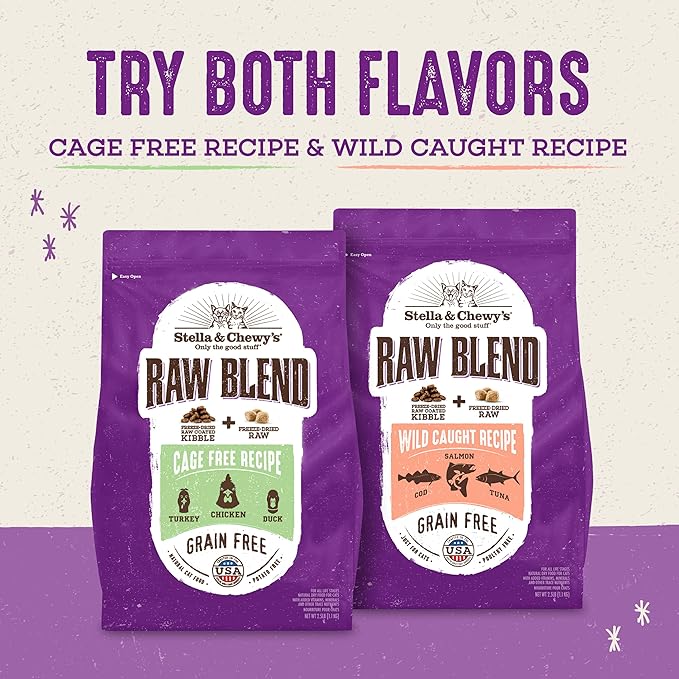 Stella & Chewy's Raw Blend Premium Kibble Cat Food โ Grain Free, Protein Rich Meals โ Cage-Free Poultry Recipe โ 5 lb. Bag