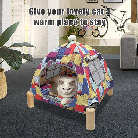 Pozico Portable Cat Tent Bed – Lightweight Foldable Cat House with Soft Washable Cushion, Warm Enclosed Cave for Kittens, Indoor Cats & Small Dogs