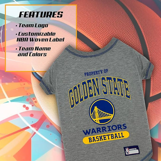 Pets First NBA Licensed Hoodies & T-shirt for Dogs & Cats, Golden State Warriors, Small