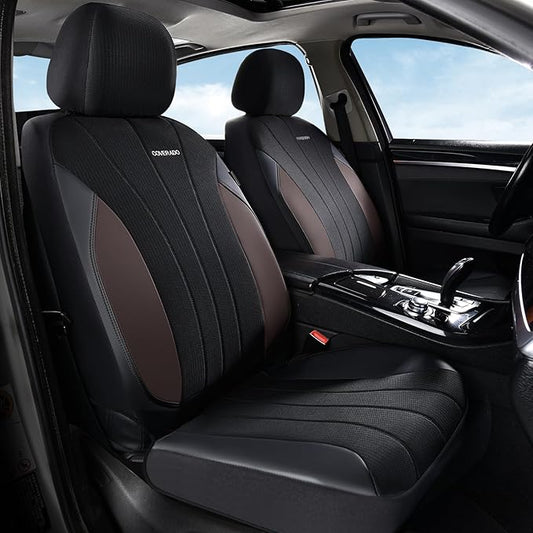 Coverado Seat Covers 5 Seats, Luxury Car Seat Covers Full Set, Automotive Car Protectors, Coffee Auto Seat Covers, Car Accessories Universal Fit for SUVs, Trucks, Sedans