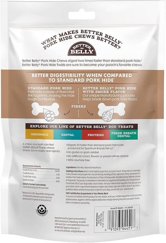 Better Belly Highly Digestible Rawhide Twist Sticks Chews, Treat Your Dog to a Chew with NO Artificial Colors or Flavors 25 Count (Pack of 1)