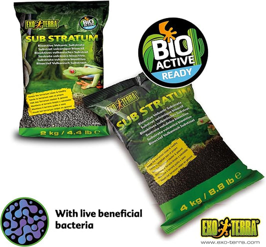 Exo Terra Sub Stratum, Bioactive Volcanic Substrate for Reptile Terrariums, Eliminates Odor, Offers Correct Moisture Levels 8.8 lb