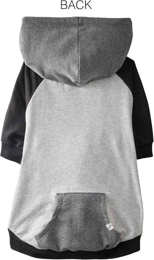 Pet Passion Rocky – The Original Lightweight Hooded Tee 100% Organic Cotton Dog Hoodie Pet Coat Sweater for All Sized Dogs, Heather Gray Color Block, X-Small (5-12 lbs)