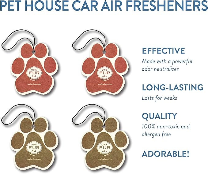 One Fur All Pet House Car Air Freshener - Fall Mix Pack of 4 - Non-toxic Car Air Freshener - Pet-Friendly Air Freshener For Small Spaces & Car - Hanging Odor Eliminating Air Freshener