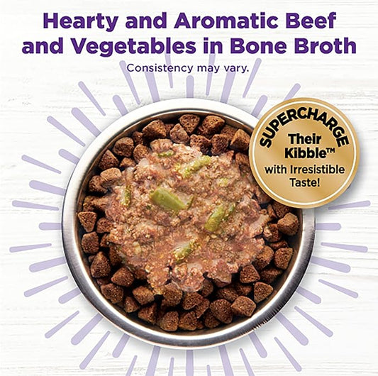 Wellness Bowl Boosters Hearty Toppers, Wet Dog Food Topper for Small, Medium, & Large Breeds, Grain Free, Natural, Beef & Green Beans in Broth, 5.5 Ounce Pouch (Pack of 12)