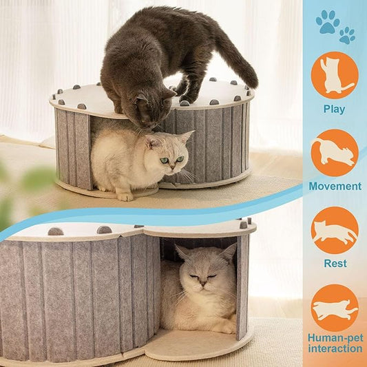 Large Cat Tunnel Bed, Felt Cat Litter, Removable Cat Hideout, Cat Snooze Rest Bed, Cat Burrow House, Pet Play Tunnel Camel