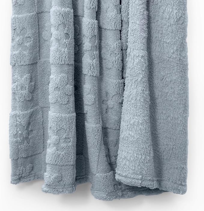 Americanflat 30x40 Jacquard Kids Throw Blanket - Soft and Breathable Mini Fleece Throw Blanket for Couch, Bed, Chair - Fleece Blankets Perfect for Home, Bedroom, or Outdoor - Flower Design in Gray