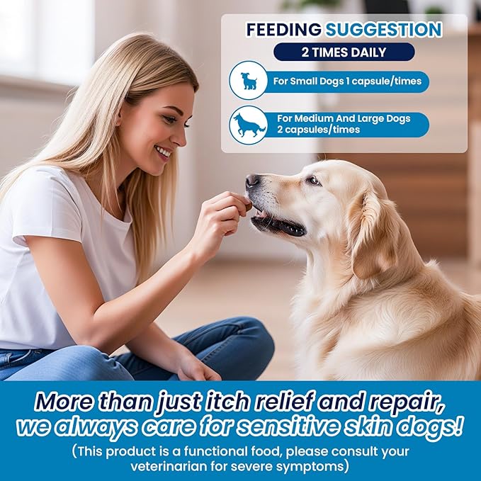 Dog Allergy Chews for Itchy Skin Relief and Immune Support,500PCs Probiotic and Antioxidant Formula for Dogs,Helps Repair Skin Barrier Function,Allergy Relief Chewable Tablets for Dogs