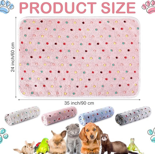 Tudomro 8 Pcs Guinea Pig Blankets Washable Small Pet Fleece Bedding Cage Liners Double Sided Pet Reusable Sleep Mat Pad Cover for Ferret Chinchilla Furniture Protection(Dot,35 x 24 Inch)