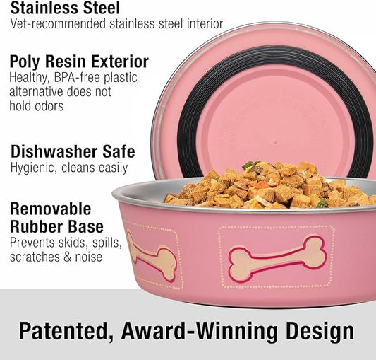 Loving Pets Coastal Bella Bowl for Dogs, Medium, Pink