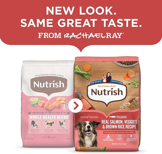 Nutrish Rachael Ray Adult Dry Dog Food Real Salmon, Veggies & Brown Rice Recipe, 12 lb. Bag