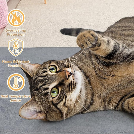 Pet Heating Pad for Cats and Dogs, 28 x 16 Inch Heated Cat Bed, Auto Temperature Control, Waterproof, Electric Mat