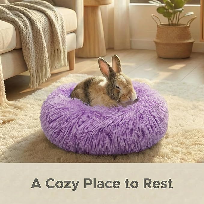 Tiny Dog Bed 11.8 Inch for Extra Small Dogs,Washable Puppy Bed,Soft Faux Fur Calming Donut Bed for Chihuahua Yorkie Maltese Pomeranian,Purple