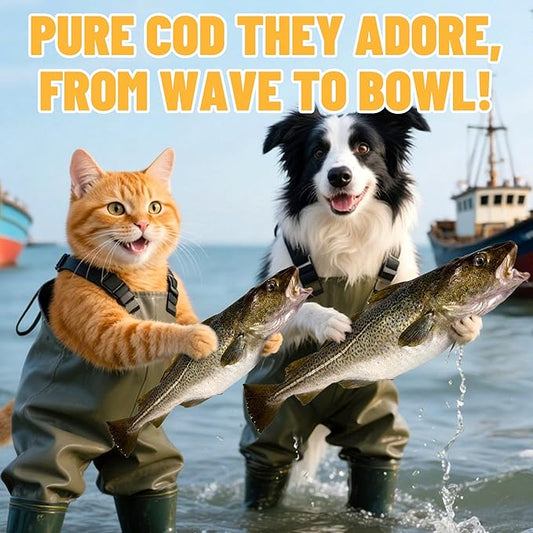 Just Try 4.76 oz Freeze-Dried Cod Bites for Dogs & Cats - High Protein, Low Fat Dog Treats - Grain-Free, Omega-3 for Joint Health