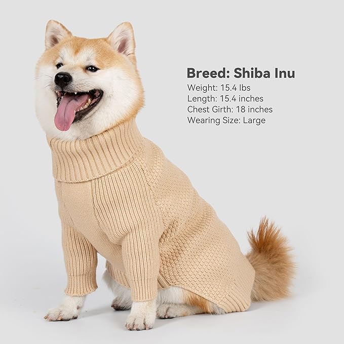 cyeollo Small Dog Sweater with Long Sleeves Turtleneck Knitted Sweaters Winter Dog Clothes Sweaters for Small Dogs S
