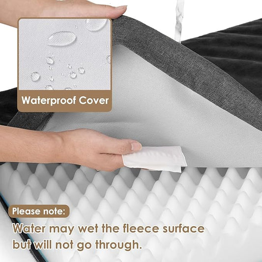 EHEYCIGA Orthopedic Dog Bed Waterproof 41"x27", Memory Foam Pet Bed for XLarged Dogs, Washable Pet Mat with Removable Cover, Dark Grey