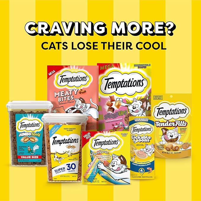Temptations Cat Treats, Classic Crunchy and Soft Cat Treats, Crabby Crab Flavor, 3 oz. Pouches (Pack of 12)