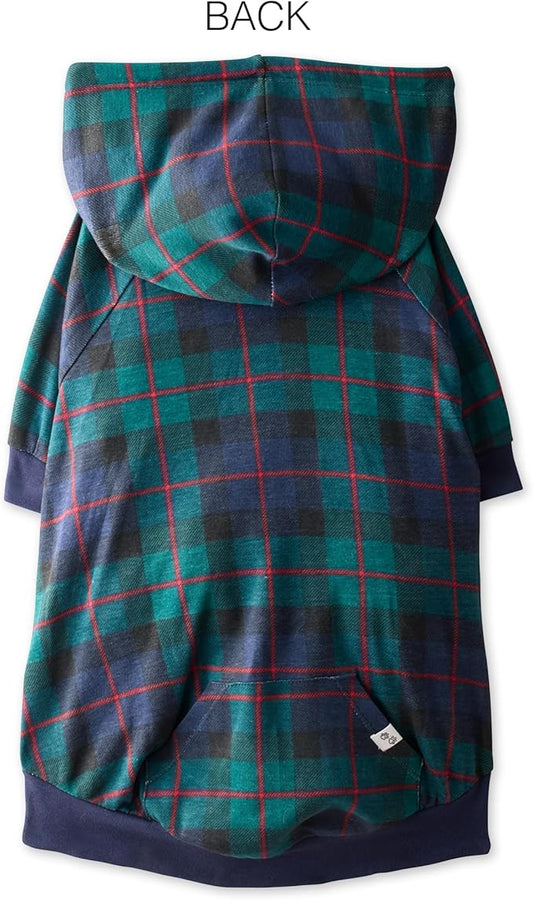 Pet Passion Rocky – The Original Lightweight Hooded Tee 100% Organic Cotton Dog Hoodie Pet Coat Sweater for All Sized Dogs, Black Watch Plaid, XX-Small (4-7 lbs)