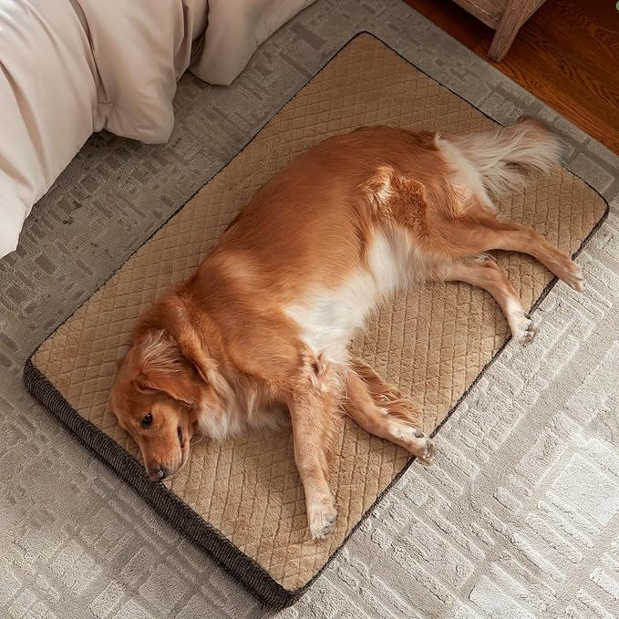 JOEJOY Orthopedic Dog Bed XL, Washable Dog Crate Bed Large Sized with Removable Cover, Egg Memory Foam Big Pet Beds, Brown, 41"x27"