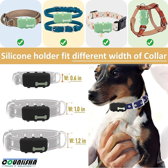 2 Pack Silicone Holder Compatible for Tractive XL GPS Tracker,Durable Accessories Cover Finder Anti-Scratch,Secure Sturdy case with Strap for Dog Pet Collar (Black,Green)