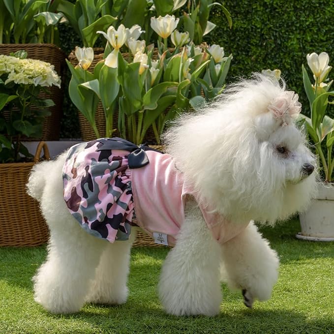 CuteBone Daddy's Little Girl Dog Dress for Small Dogs Pink Skirt Puppy Velvet Dresses Dog Clothes CVA21XS-D