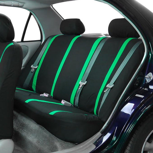 FH Group Car Seat Covers Rear Set Cloth - Car Seat Covers with Removable Headrest,Universal Fit,Automotive SeatCovers,Washable Car SeatCover for SUV,Sedan,Van Green
