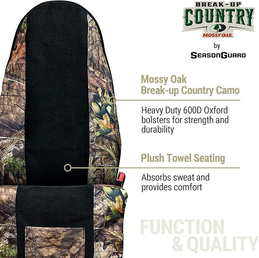 Season Guard Mossy Oak Camo Car Seat Cover Towel Protector; Great for After Gym Workouts, Dogs, Kids, and Outdoor Activities; Universal Fit for Cars SUVs MiniVans Trucks, EZ fit, Non Slip Grip, 2pc