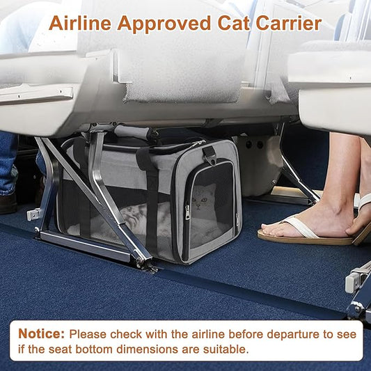 Pet Carrier, Breathable Mesh Design, Soft Cat Carrier with Shoulder Strap, Comfortable Travel Solution, Grey