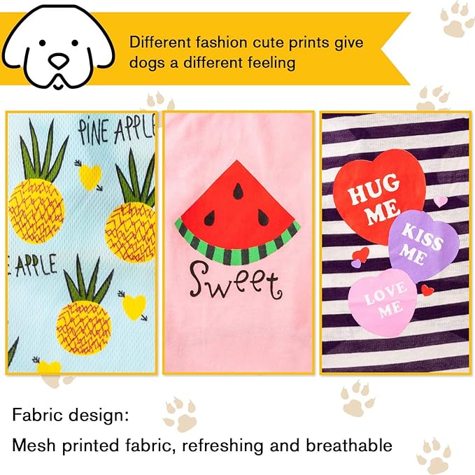 SATINIOR 6 Pcs Dog Clothes Printed Doggie Shirts Puppy T-Shirts Cute Pet Cotton Clothes Doggie Shirt for Small Medium Dog Apparel Summer Christmas(L)