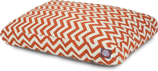 Majestic Pet Chevron Rectangle Dog Bed Washable – Non Slip Comfy Pet Bed – Crate Bed with Removable Washable Cover – Kennel Bed for Sleeping, Polyester Fiber, Small, Burnt Orange
