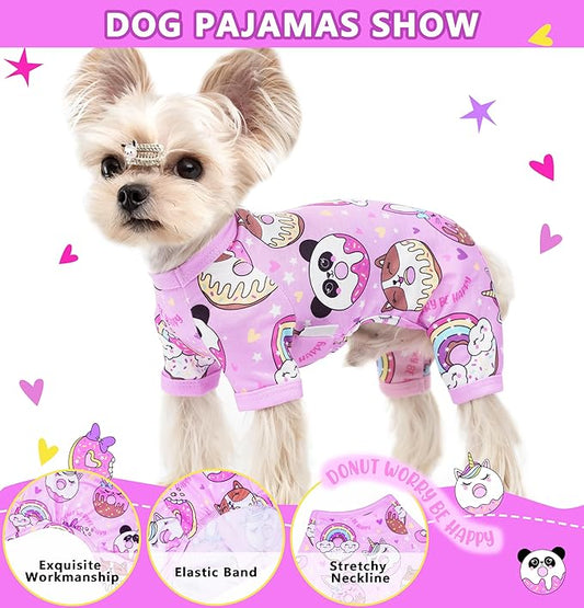Dog Pajamas Summer Dog Clothes for Small Medium Dogs Boy Girl Pet Pjs Cute Doggie Onesie Breathable Puppy Clothes Soft Stretchy Cat Pet Outfit (Purple, Small)