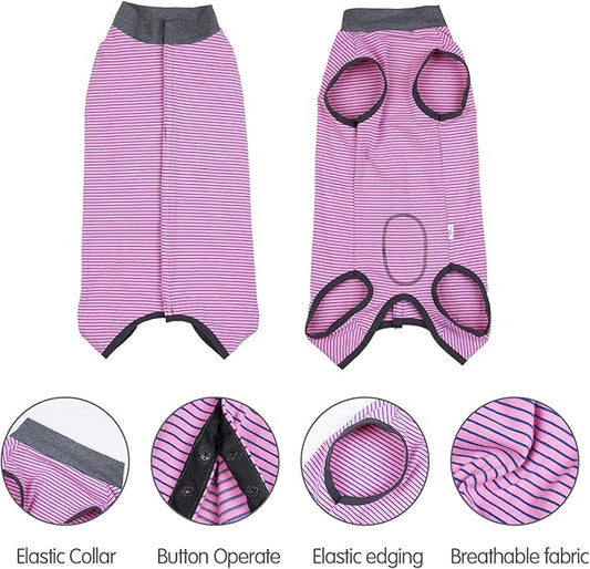 Dotoner Dog Recovery Suit Abdominal Wound Puppy Surgical Clothes Post-Operative Vest Pet After Surgery Wear Substitute E-Collar & Cone(3XL,Pink)