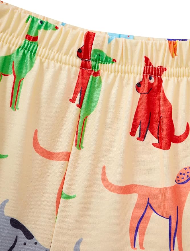 Popshion Boys Pajamas 100% Cotton Toddler Clothes Summer Pjs for Boy Planet Dinosaur Sleepwear Kids Short Sets 2-10 Years