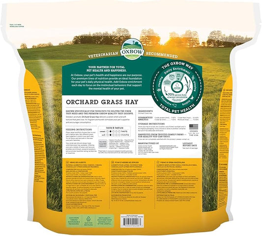 Oxbow Orchard Grass Hay for Small Pets – All-Natural Long Strand Fiber Hay for Rabbits,Guinea Pigs,Chinchillas,and Hamsters – Supports Digestive Health and Enrichment-– 40 oz Bag,(Pack of 2)