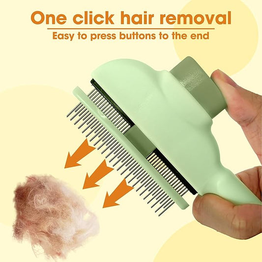 Cat Hair Brush & Dog Brush, Deshedding Brush for Long or Short Haired Pets, Removes Loose Fur, Durable Stainless Steel & ABS Design (green 2pcs)