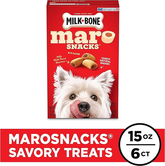Milk-Bone MaroSnacks Dog Treats, Beef, 15 Ounce (Pack of 6) with Real Bone Marrow and Calcium