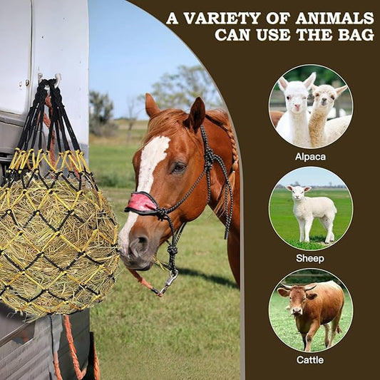 2PCS Hay Net for Horses,Slow Feed Hay Bag for Horses Goat Sheep,Hanging Hay Feeder Bag for Horses Stable Stall Paddock Rest Toy