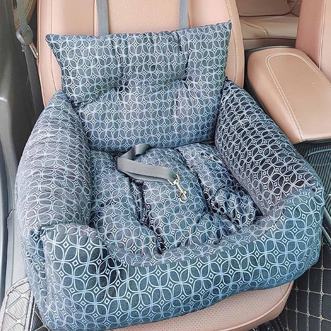 Dog Bed, Removable and Washable car Litter pet cat and Dog car Sofa Litter Suitable for Travelling. (Black Plaid)