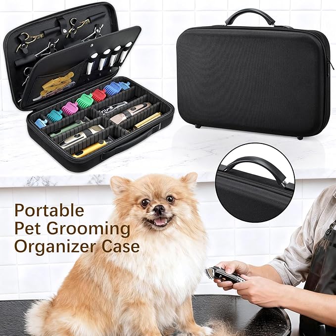 Yueieoun Barber Clippers Case for Travel, 17-inch X-Large Hair Cutting Supplies Bag for Groomer, Trimmer Razor Storage Case for Men, Pet Grooming Kits Organizer for Ufree/for Wahl/for Andis - Black