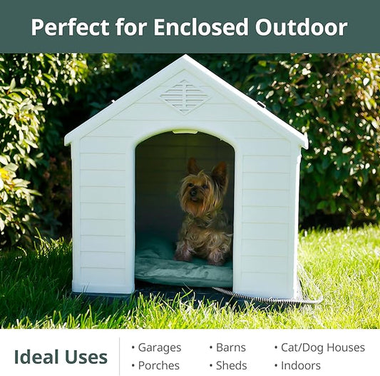 Outdoor Heated Cat Bed, Soft Pet Heating Pad with Steel-Wrapped Cord, Outside Pet Warmer for Feral Cats and Dogs, 19.7" x 15.7", 40 Watts