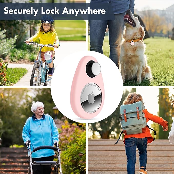 for Airtag Holder for Kids Baby Toddler Hidden 2 Pack GPS Tracker Case, Anti-Removal for Airtag Silicone Case with Safety Pins, Suitable for Children, Elderly, Pets, Backpack, Luggage (Pink+Pink)
