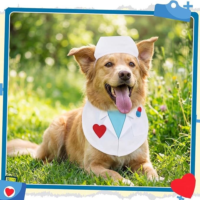 Hillban Dog Doctor Costume Pet Doctor Nurse Cosplay Costume for Large Dogs Cats Puppy Funny Pet Costumes Cosplay Party Vet Clothing Nurse Outfit Cat Apparel Cute Uniform(L)